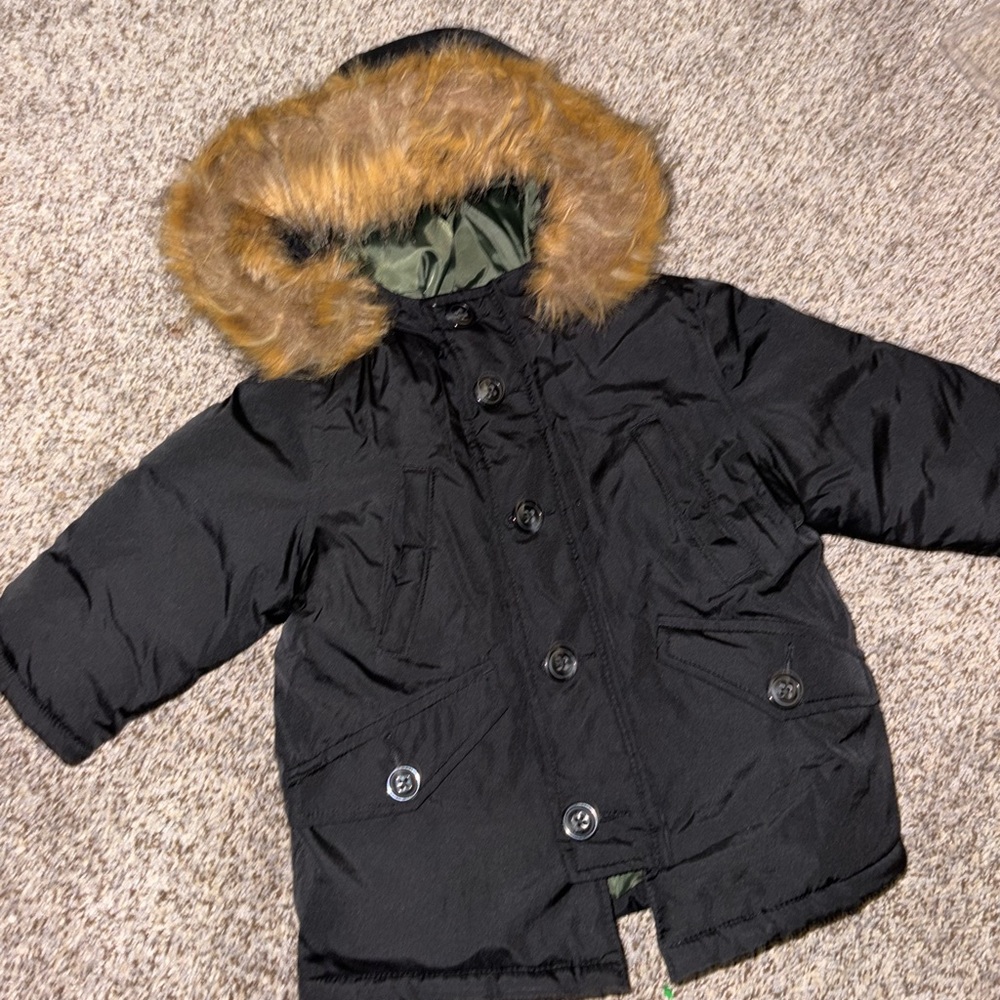 GAP Black Jacket with Fur Hood